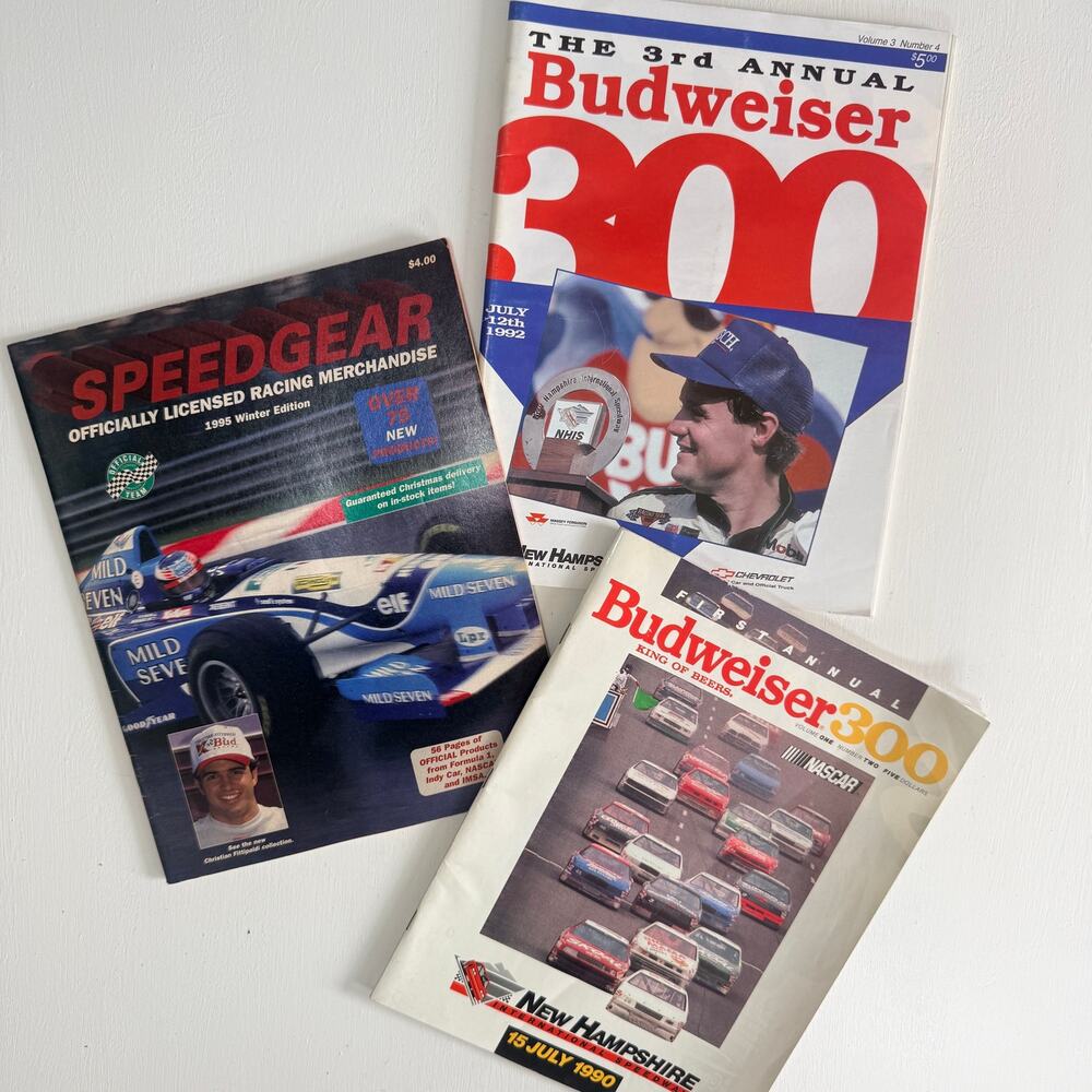 Vintage Racing Programs 1990 1992 NHIS Budweiser 300 & 1995 Speed gear Catalog